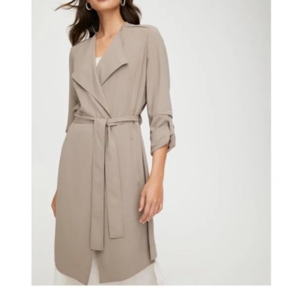 Aritzia Babaton Quincey Flowy Trench Coat Jacket in Modern Taupe #58476 Sz L